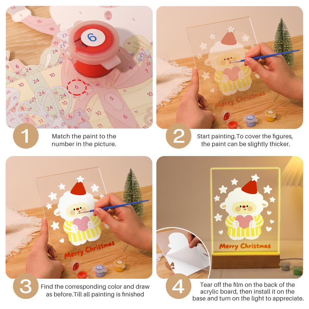 Sweater Sheep Holding a Heart paint by numbers light-up sign – image 12