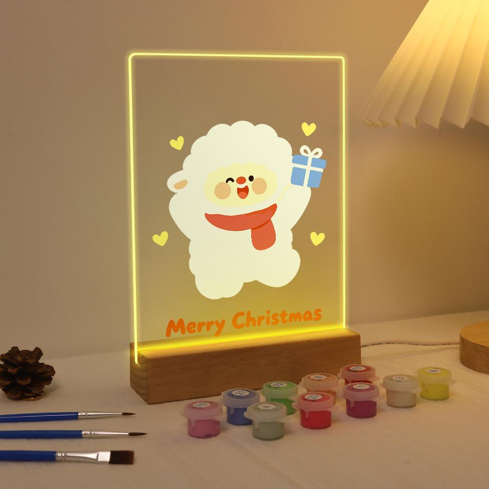 Fluffy Sheep with a Blue Gift paint by numbers light-up sign – image 4