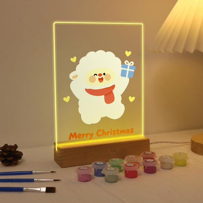 Fluffy Sheep with a Blue Gift paint by numbers light-up sign – image 4