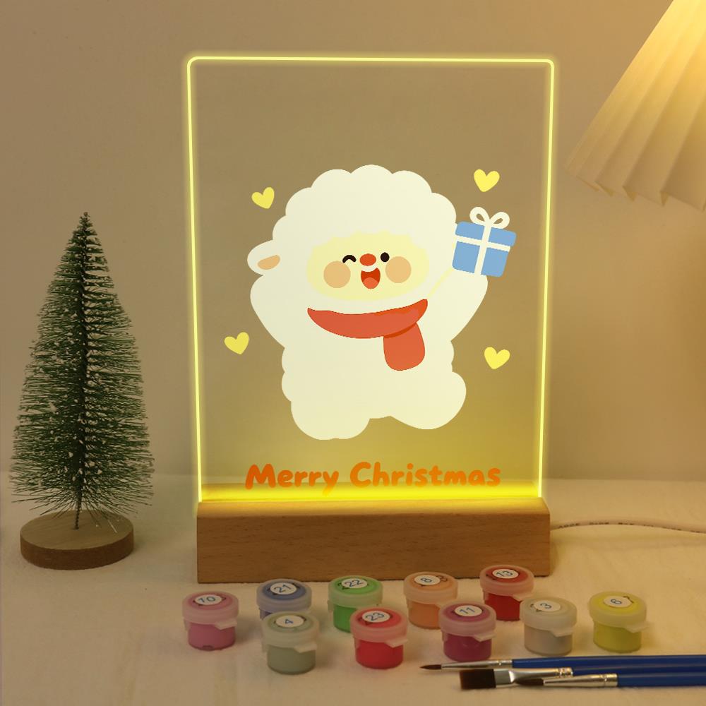 Fluffy Sheep with a Blue Gift paint by numbers light-up sign – image 5
