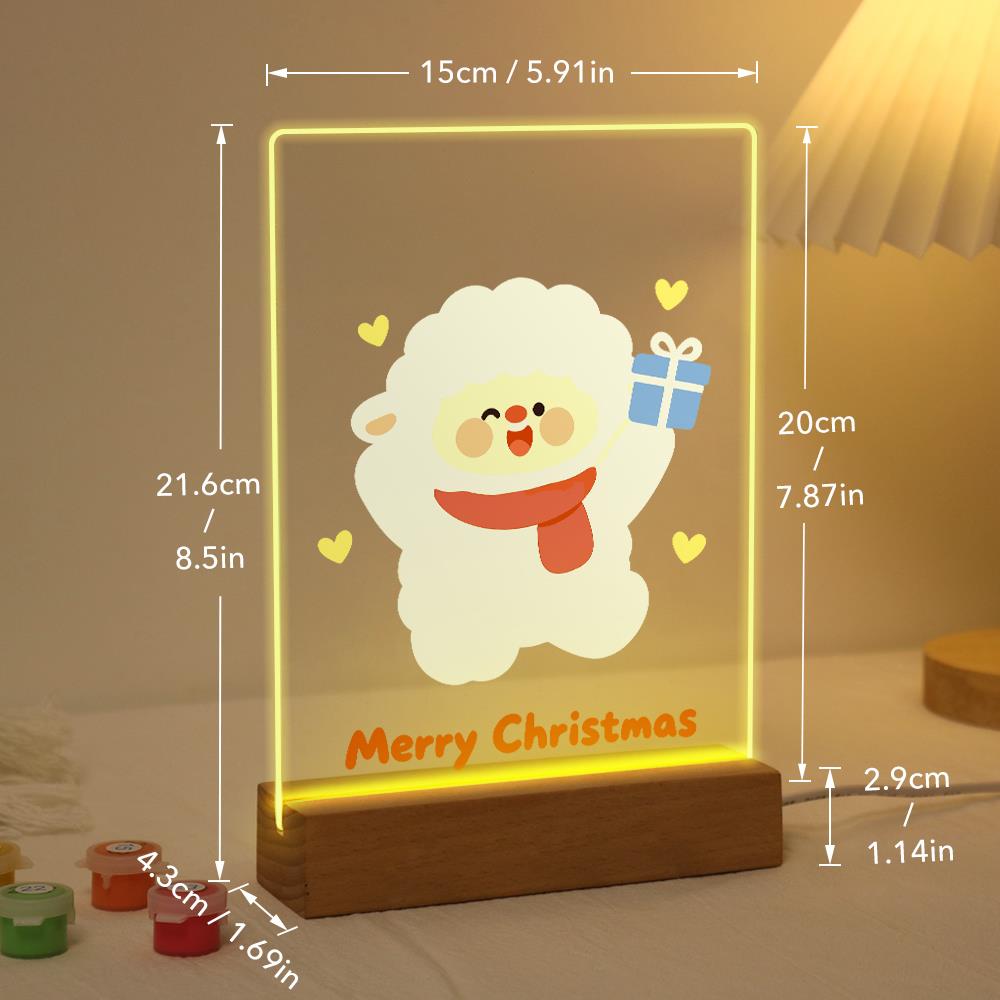 Fluffy Sheep with a Blue Gift paint by numbers light-up sign – image 21