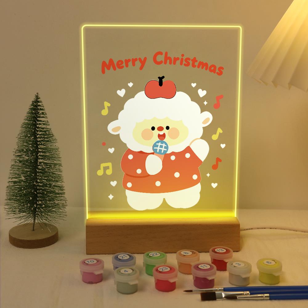 Caroling Sheep with a Microphone paint by numbers light-up sign – image 5