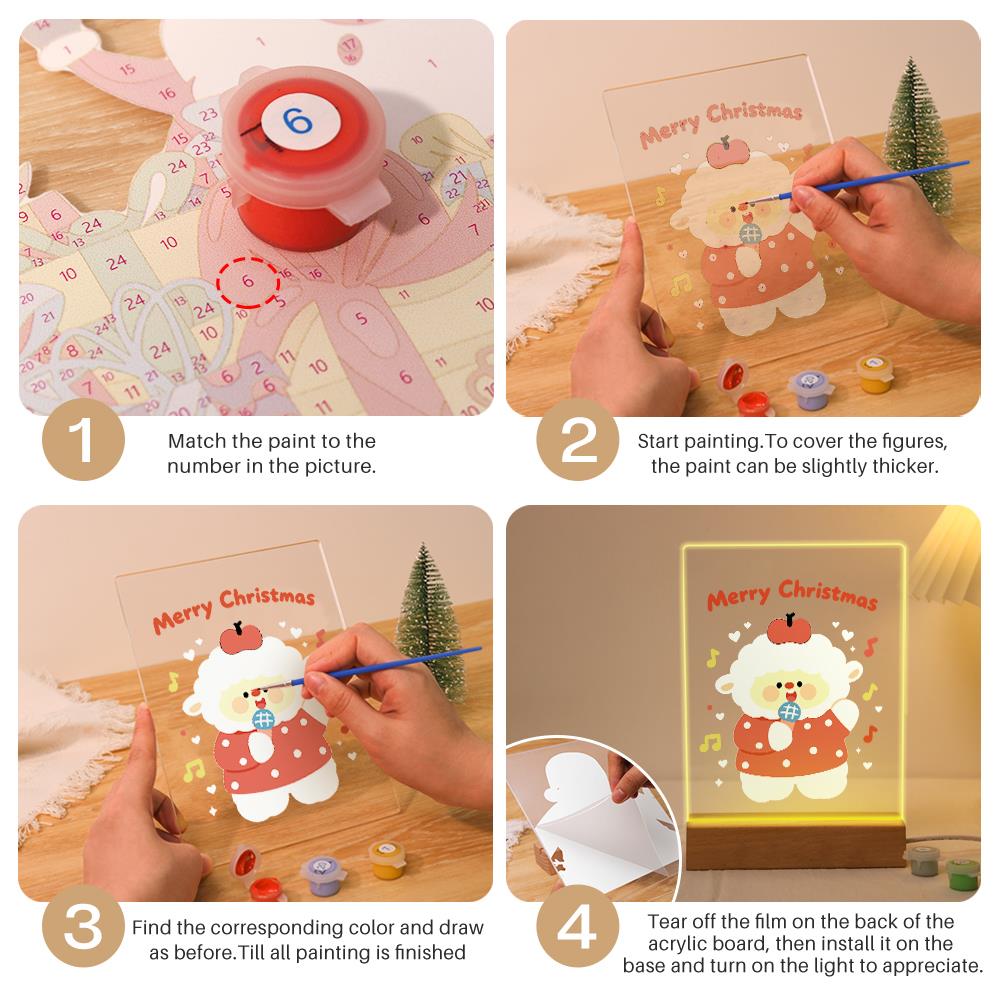 Caroling Sheep with a Microphone paint by numbers light-up sign – image 12