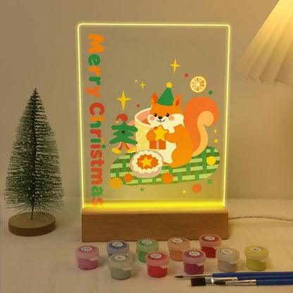 Elf Hat Squirrel with a Star paint by numbers light-up sign – image 5