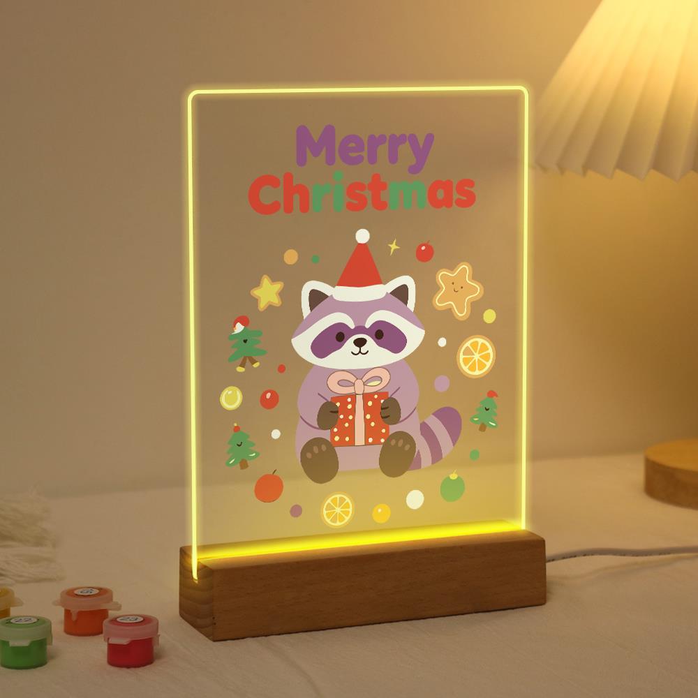 Raccoon with a Gift and Cookies paint by numbers light-up sign – image 3