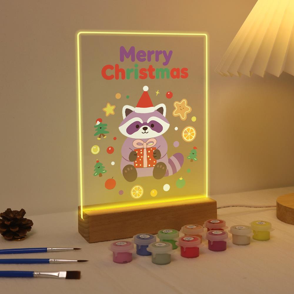 Raccoon with a Gift and Cookies paint by numbers light-up sign – image 4