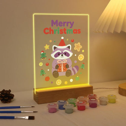 Raccoon with a Gift and Cookies paint by numbers light-up sign – image 4