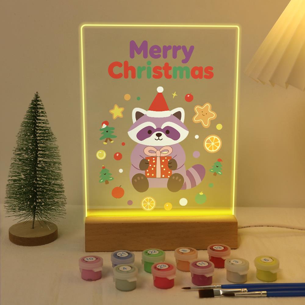 Raccoon with a Gift and Cookies paint by numbers light-up sign – image 5