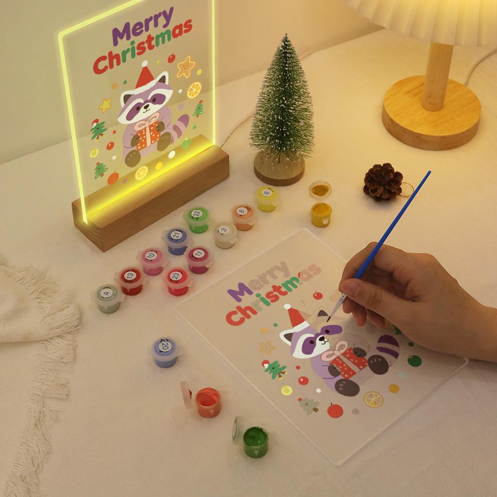 Raccoon with a Gift and Cookies paint by numbers light-up sign – image 10