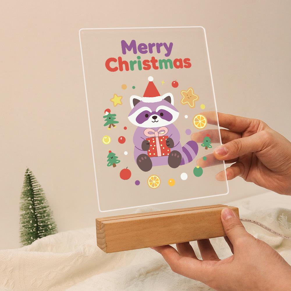 Raccoon with a Gift and Cookies paint by numbers light-up sign – image 13