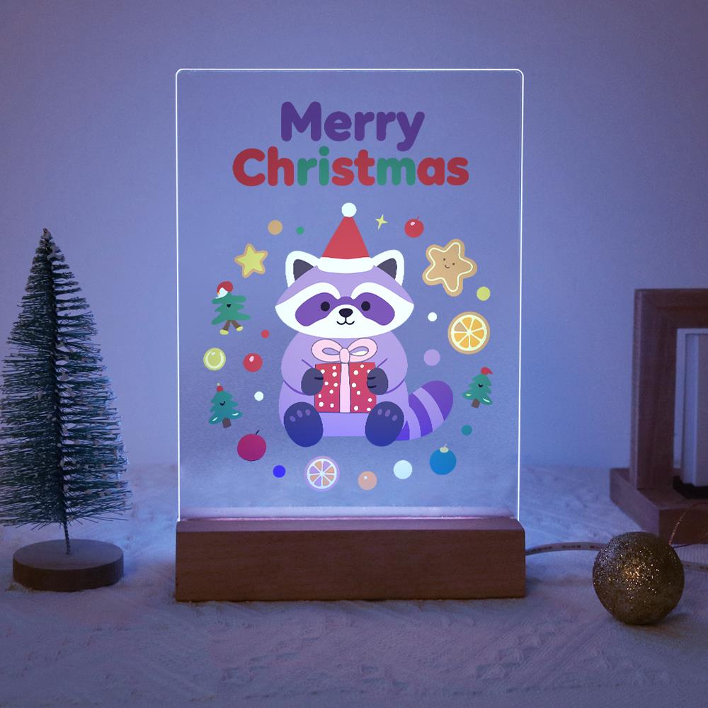 Raccoon with a Gift and Cookies paint by numbers light-up sign – image 14