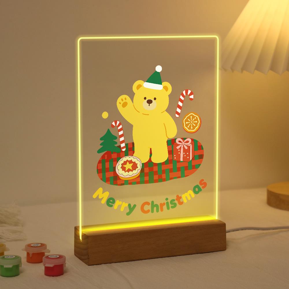 Elf Hat Bear's Holiday Picnic paint by numbers light-up sign – image 3