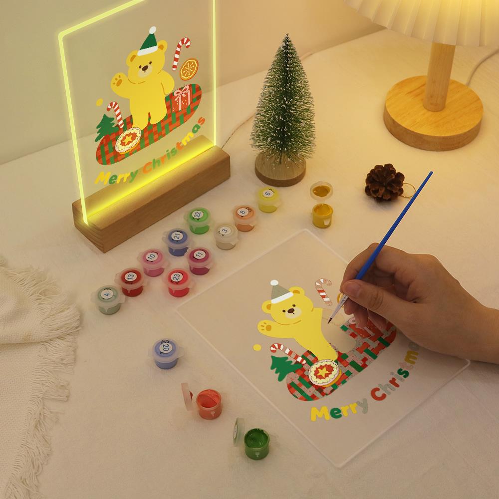 Elf Hat Bear's Holiday Picnic paint by numbers light-up sign – image 10