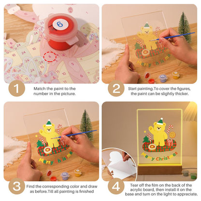 Elf Hat Bear's Holiday Picnic paint by numbers light-up sign – image 12