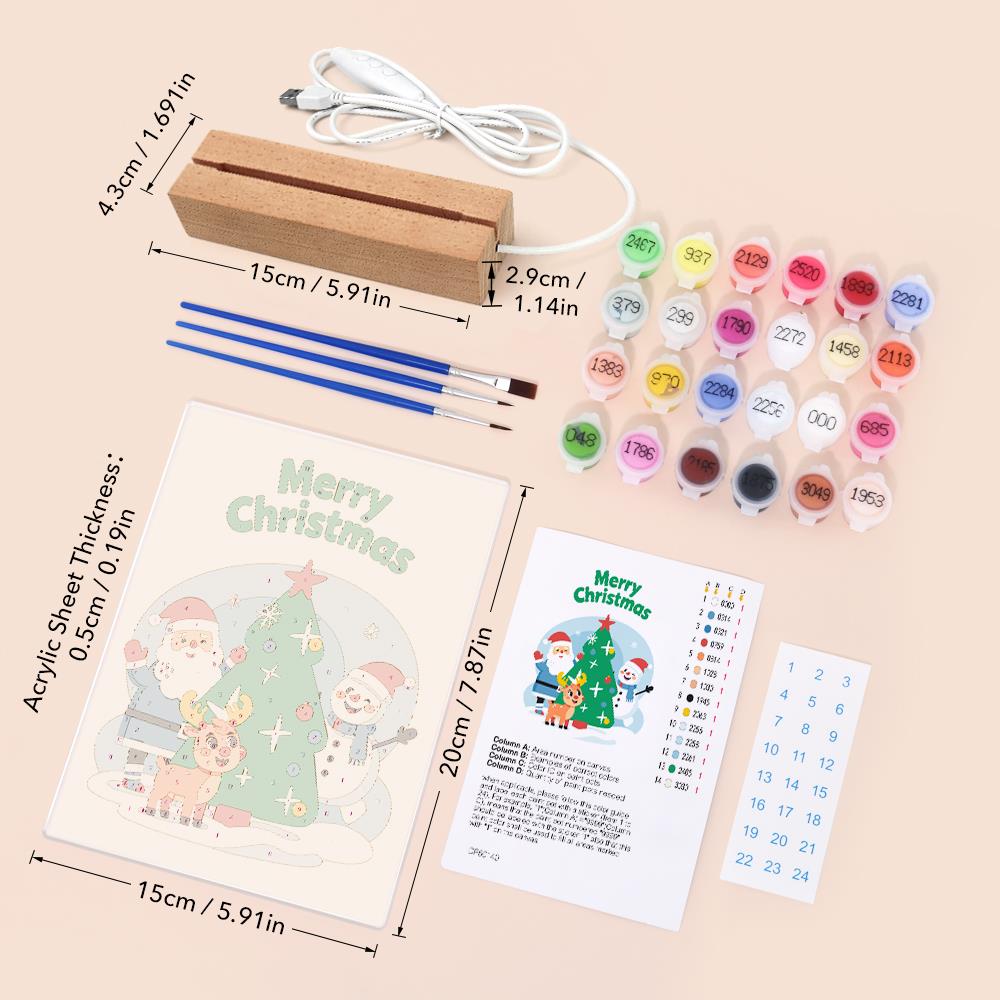Santa, Snowman and Reindeer Trio paint by numbers light-up sign – image 6