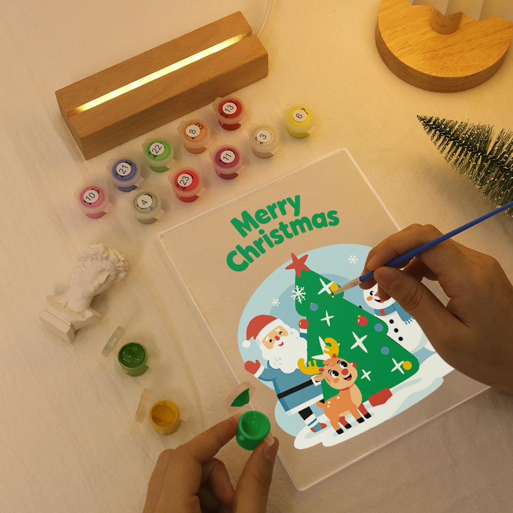 Santa, Snowman and Reindeer Trio paint by numbers light-up sign – image 7