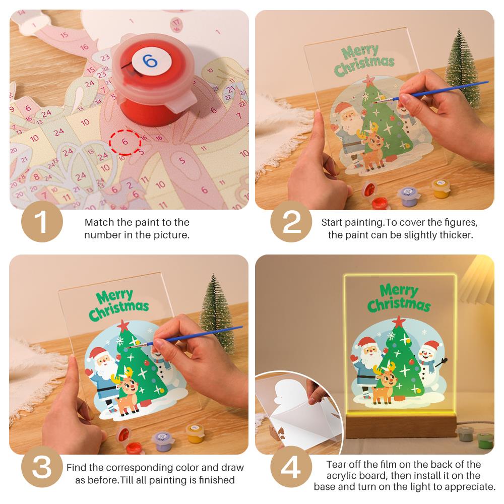 Santa, Snowman and Reindeer Trio paint by numbers light-up sign – image 12