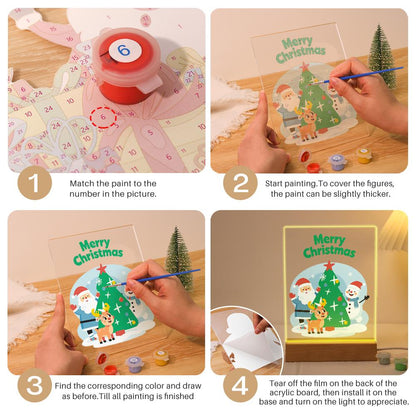 Santa, Snowman and Reindeer Trio paint by numbers light-up sign – image 12