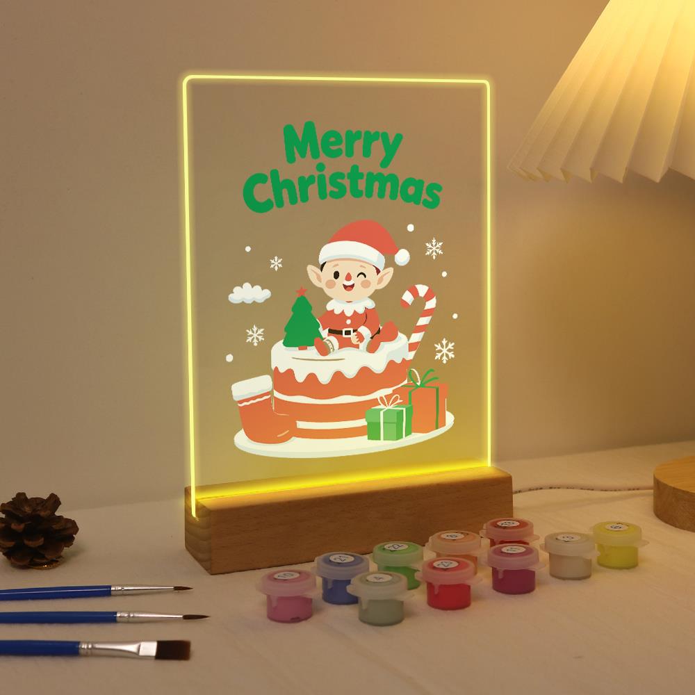 Elf Atop a Christmas Cake paint by numbers light-up sign – image 4