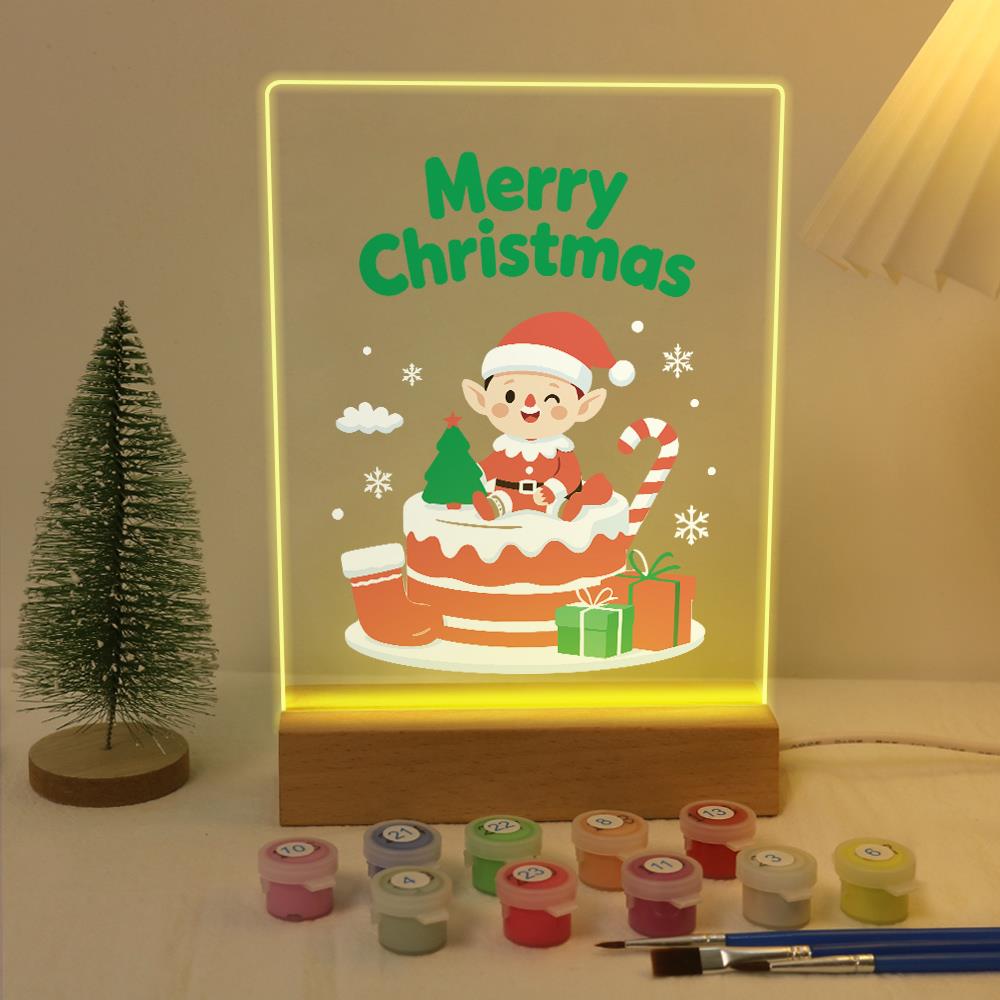 Elf Atop a Christmas Cake paint by numbers light-up sign – image 5
