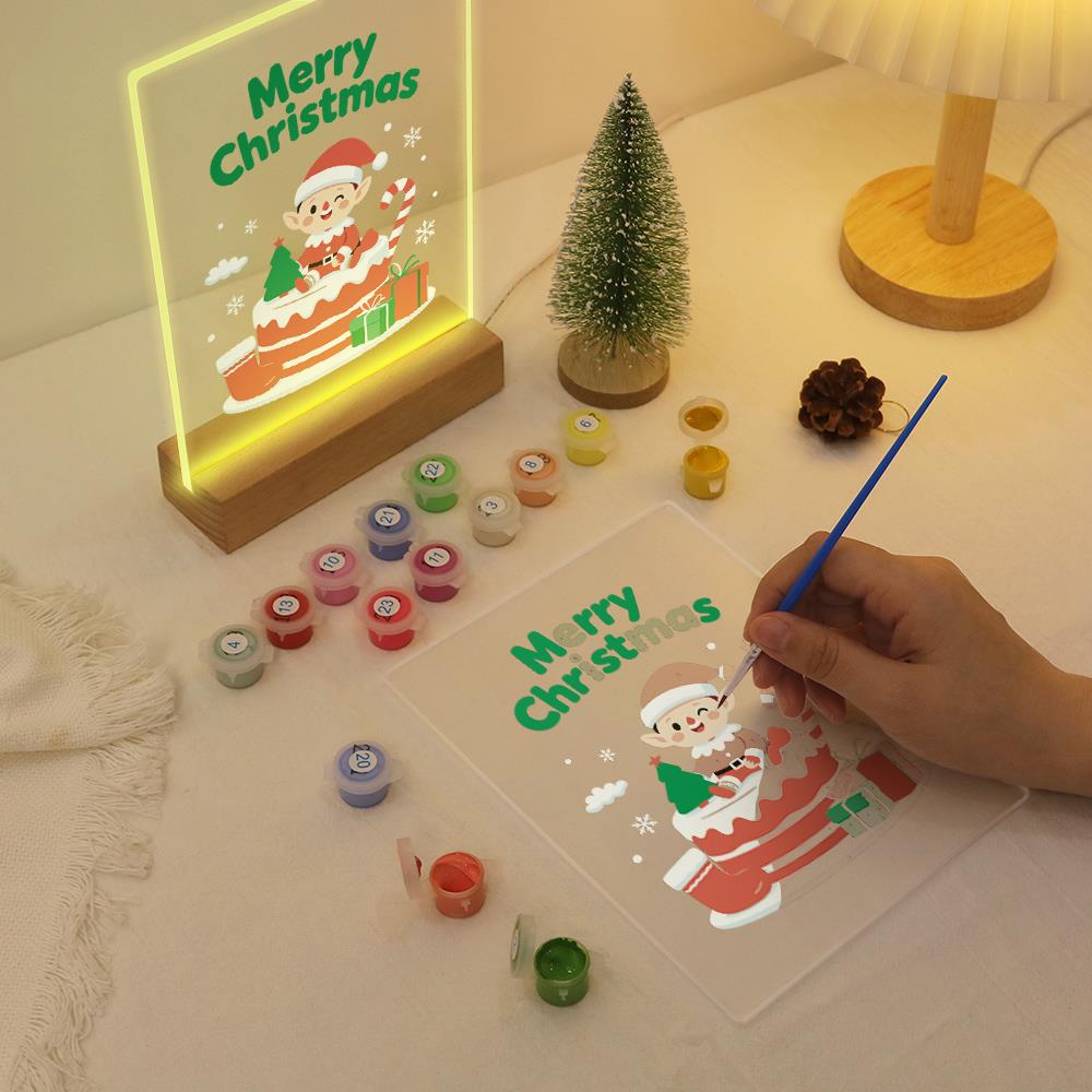 Elf Atop a Christmas Cake paint by numbers light-up sign – image 10