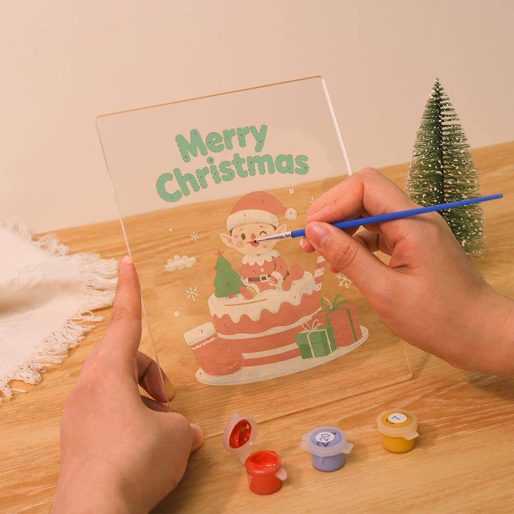 Elf Atop a Christmas Cake paint by numbers light-up sign – image 11