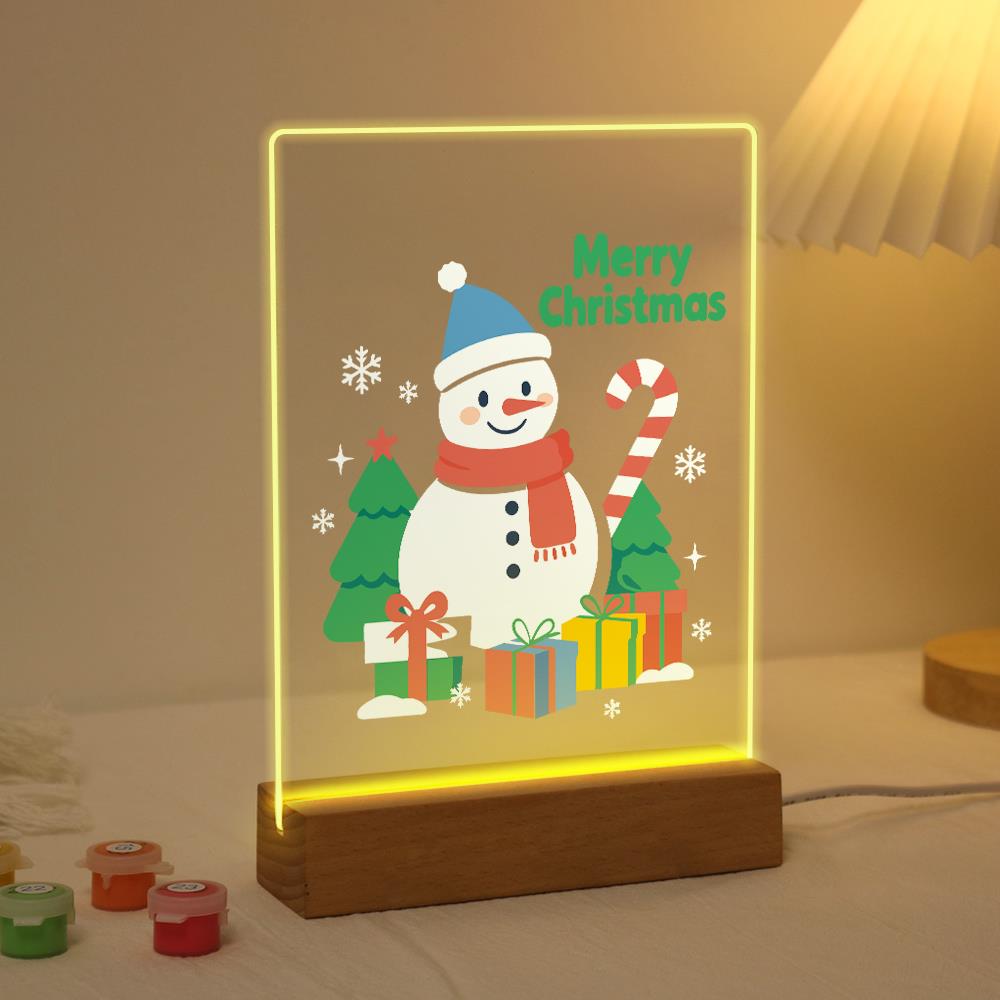 Snowman with a Candy Cane Staff paint by numbers light-up sign – image 3