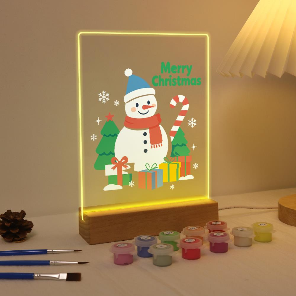Snowman with a Candy Cane Staff paint by numbers light-up sign – image 4