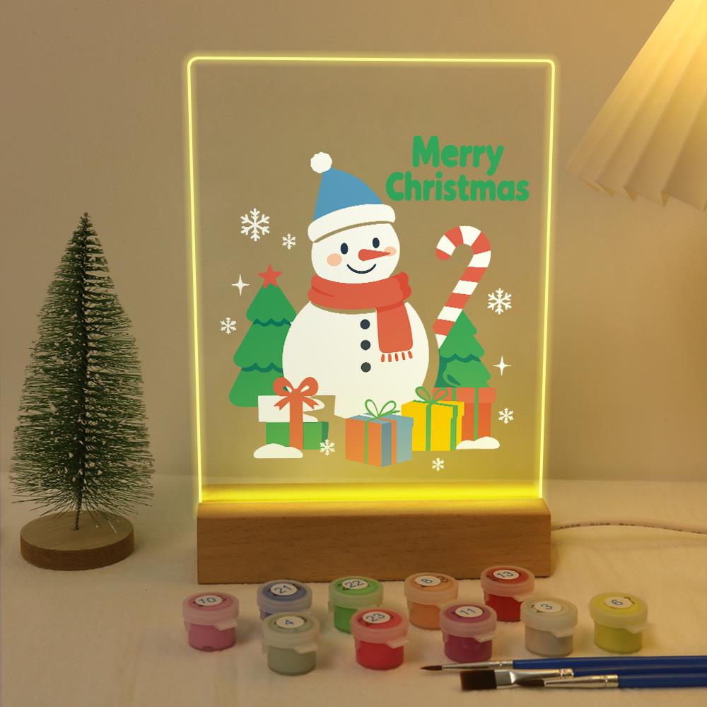 Snowman with a Candy Cane Staff paint by numbers light-up sign – image 5