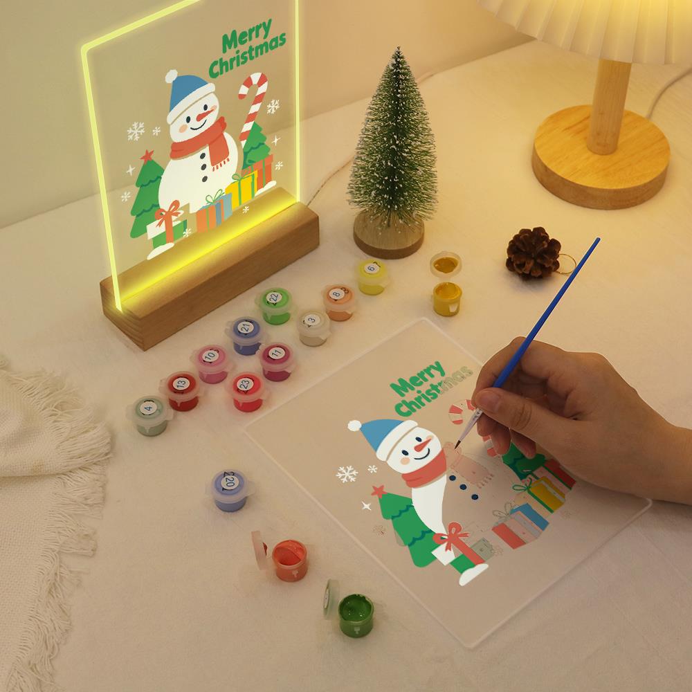 Snowman with a Candy Cane Staff paint by numbers light-up sign – image 10