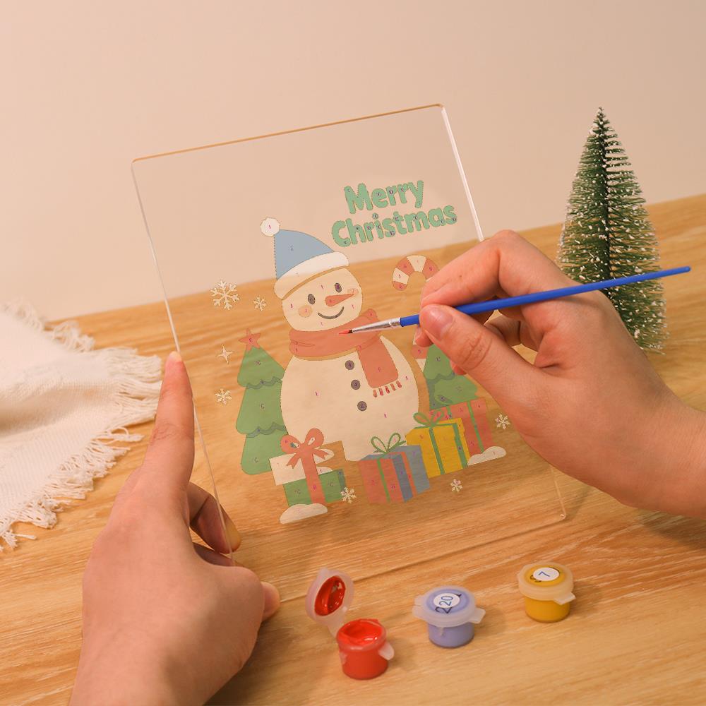 Snowman with a Candy Cane Staff paint by numbers light-up sign – image 11