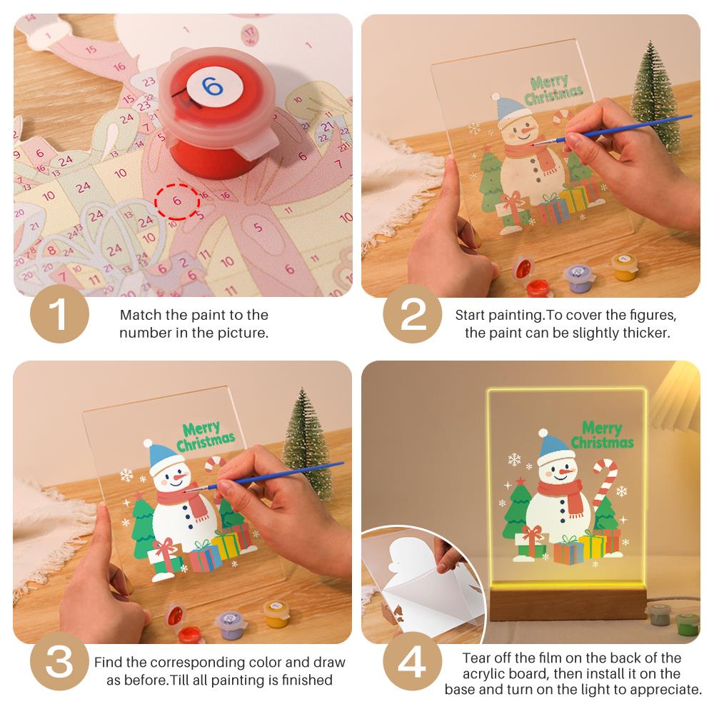 Snowman with a Candy Cane Staff paint by numbers light-up sign – image 12