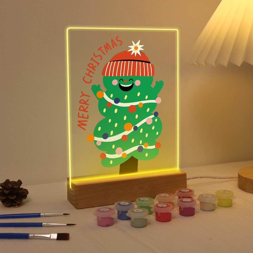 Grinning Tree in a Knit Beanie paint by numbers light-up sign – image 4