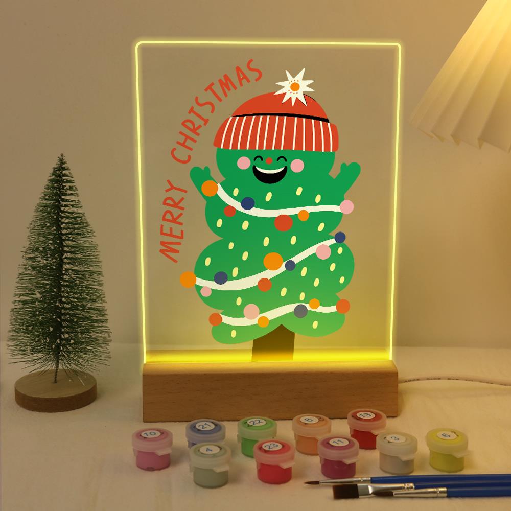 Grinning Tree in a Knit Beanie paint by numbers light-up sign – image 5