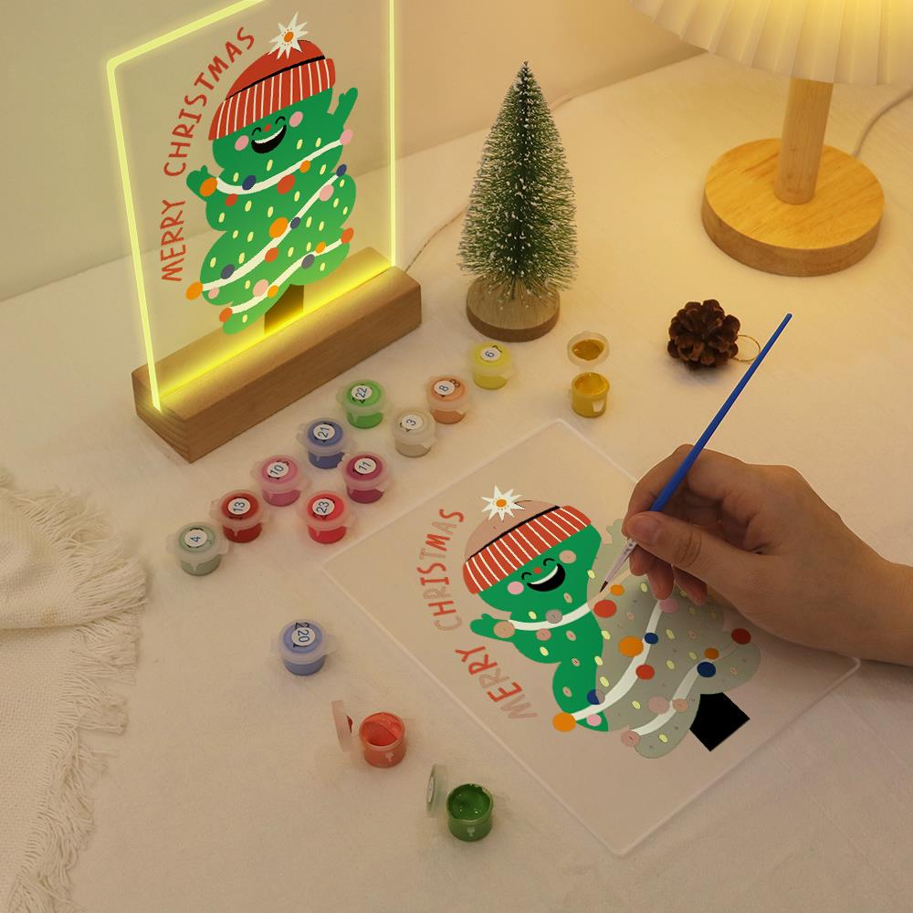 Grinning Tree in a Knit Beanie paint by numbers light-up sign – image 10