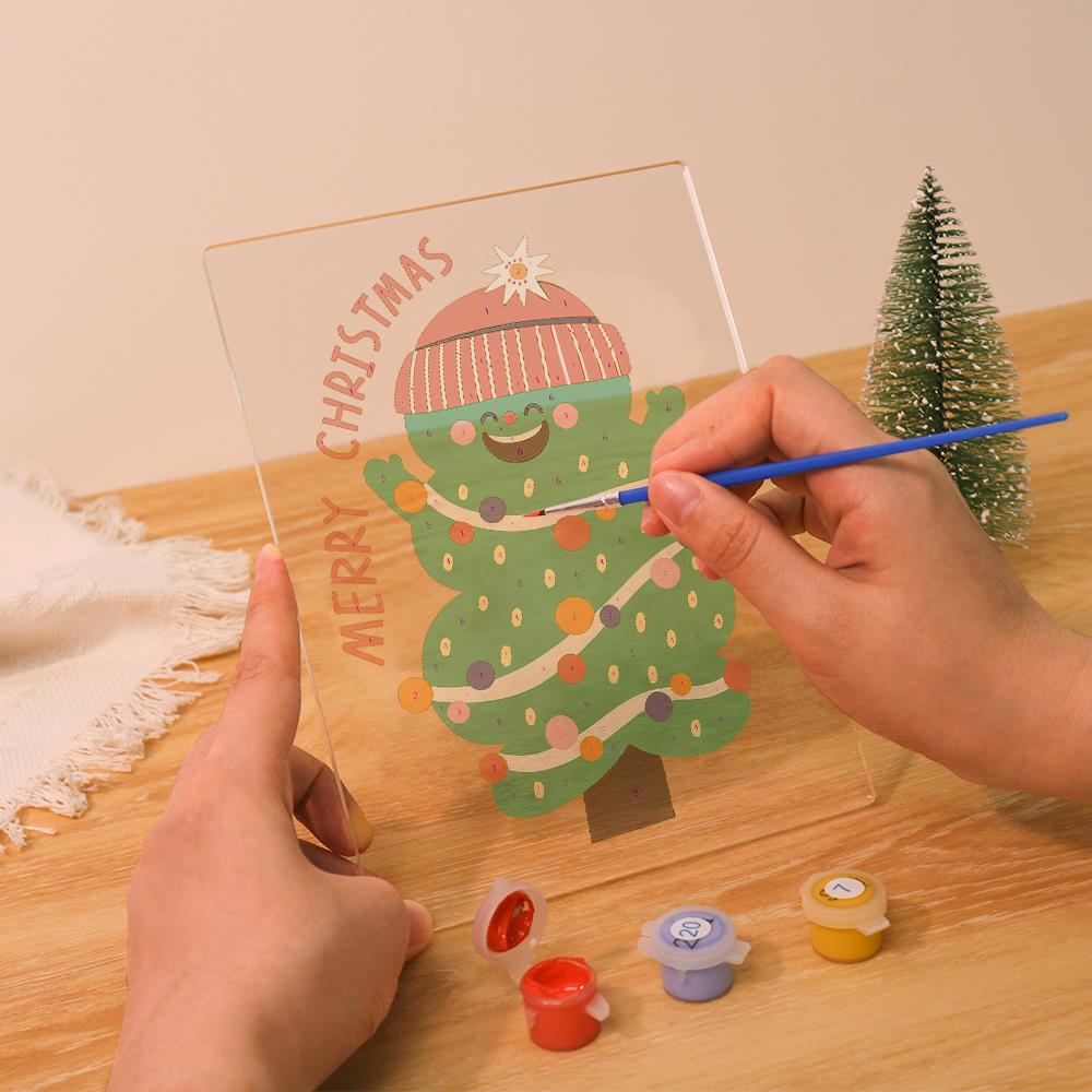 Grinning Tree in a Knit Beanie paint by numbers light-up sign – image 11