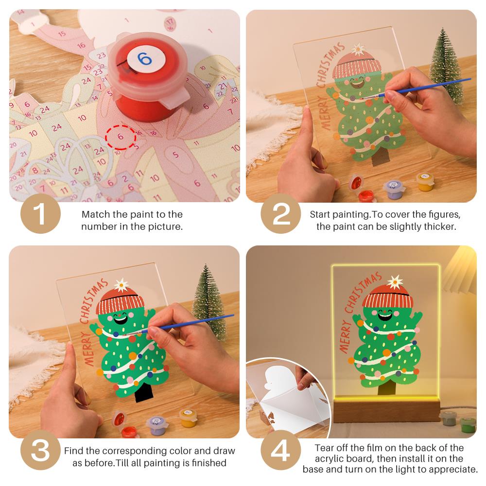Grinning Tree in a Knit Beanie paint by numbers light-up sign – image 12