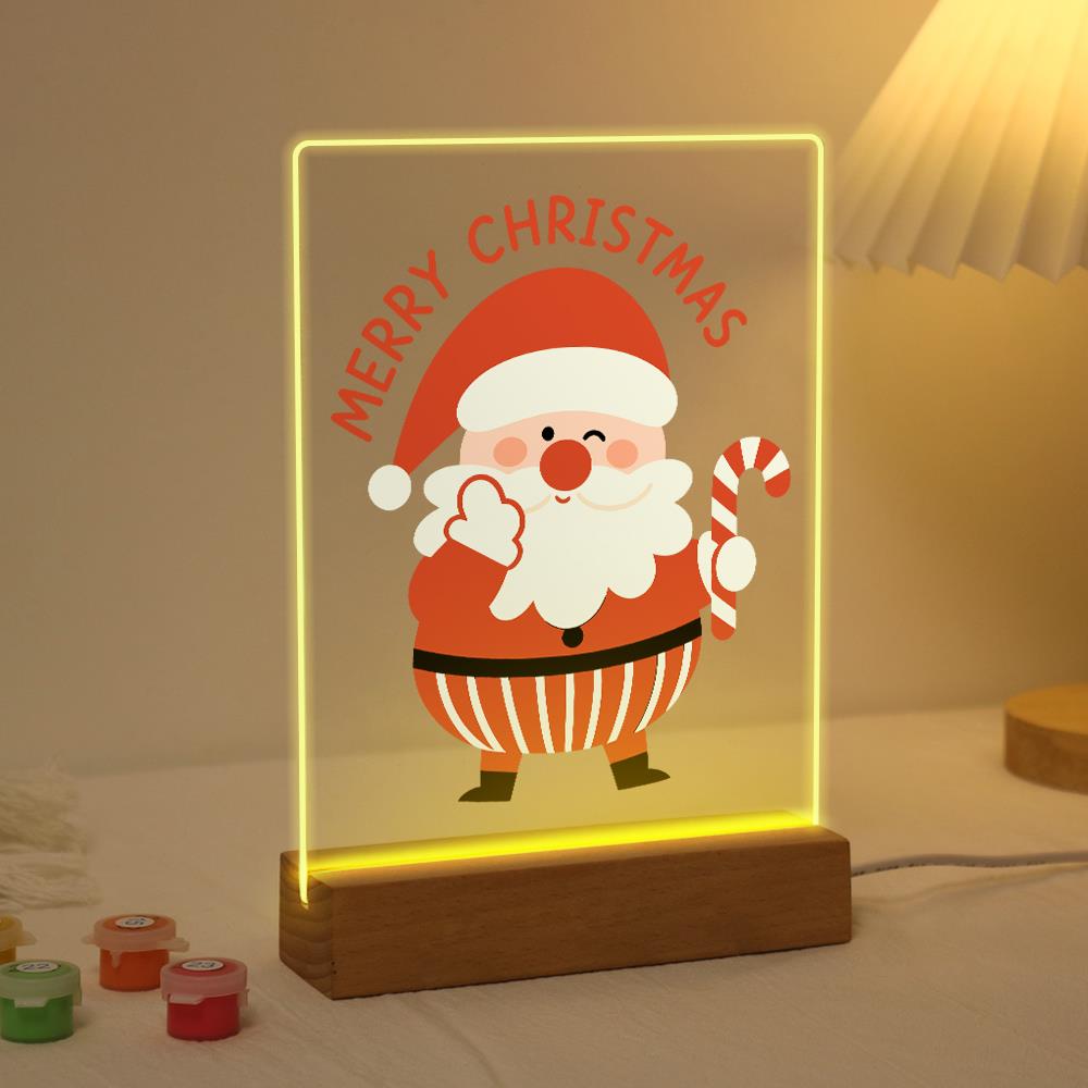 Winking Santa with a Candy Cane paint by numbers light-up sign – image 3