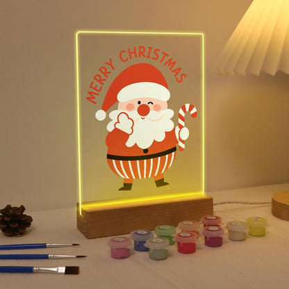 Winking Santa with a Candy Cane paint by numbers light-up sign – image 4