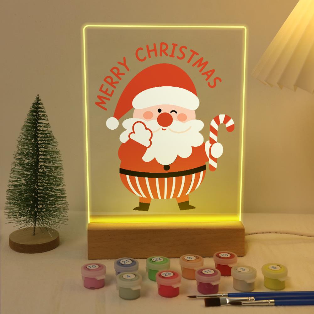 Winking Santa with a Candy Cane paint by numbers light-up sign – image 5