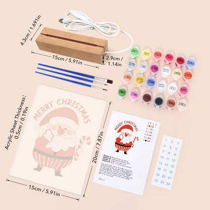 Winking Santa with a Candy Cane paint by numbers light-up sign – image 6