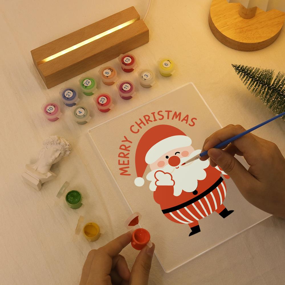 Winking Santa with a Candy Cane paint by numbers light-up sign – image 7