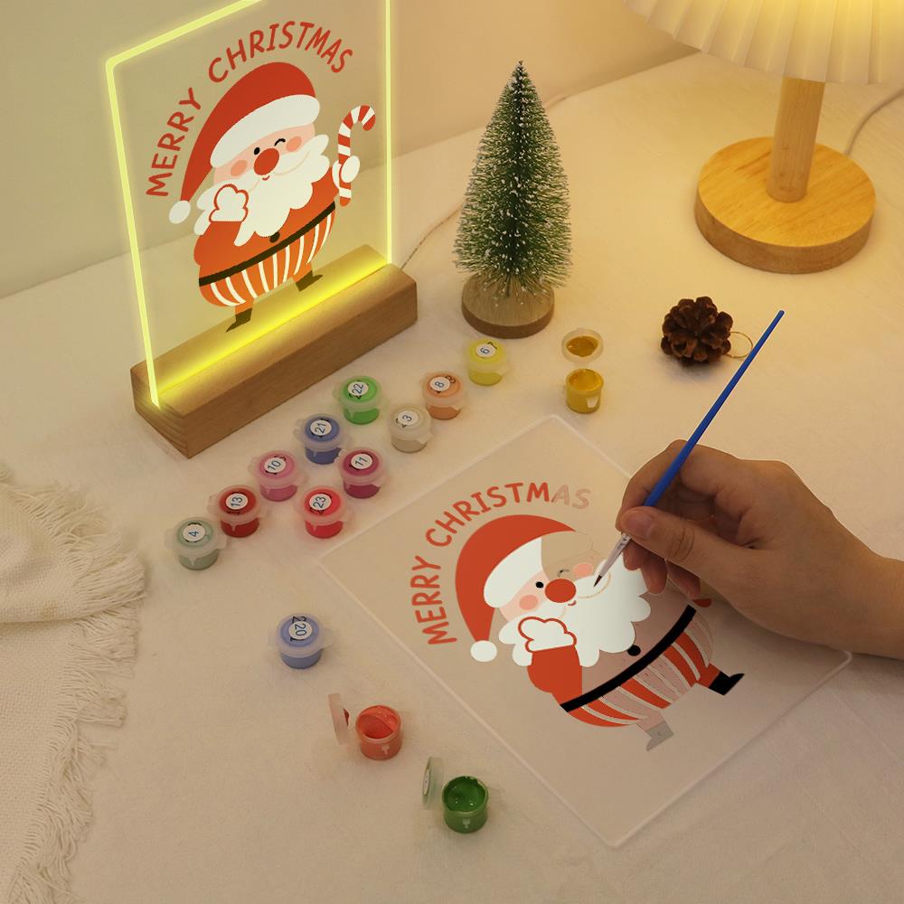 Winking Santa with a Candy Cane paint by numbers light-up sign – image 10