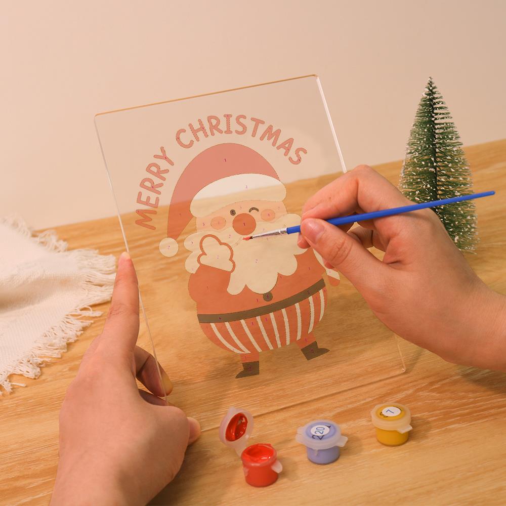 Winking Santa with a Candy Cane paint by numbers light-up sign – image 11