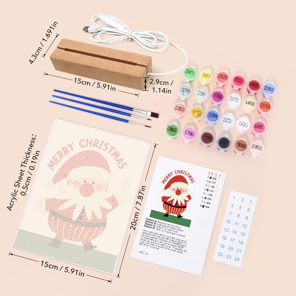 Santa Pointing to a Star paint by numbers light-up sign – image 6