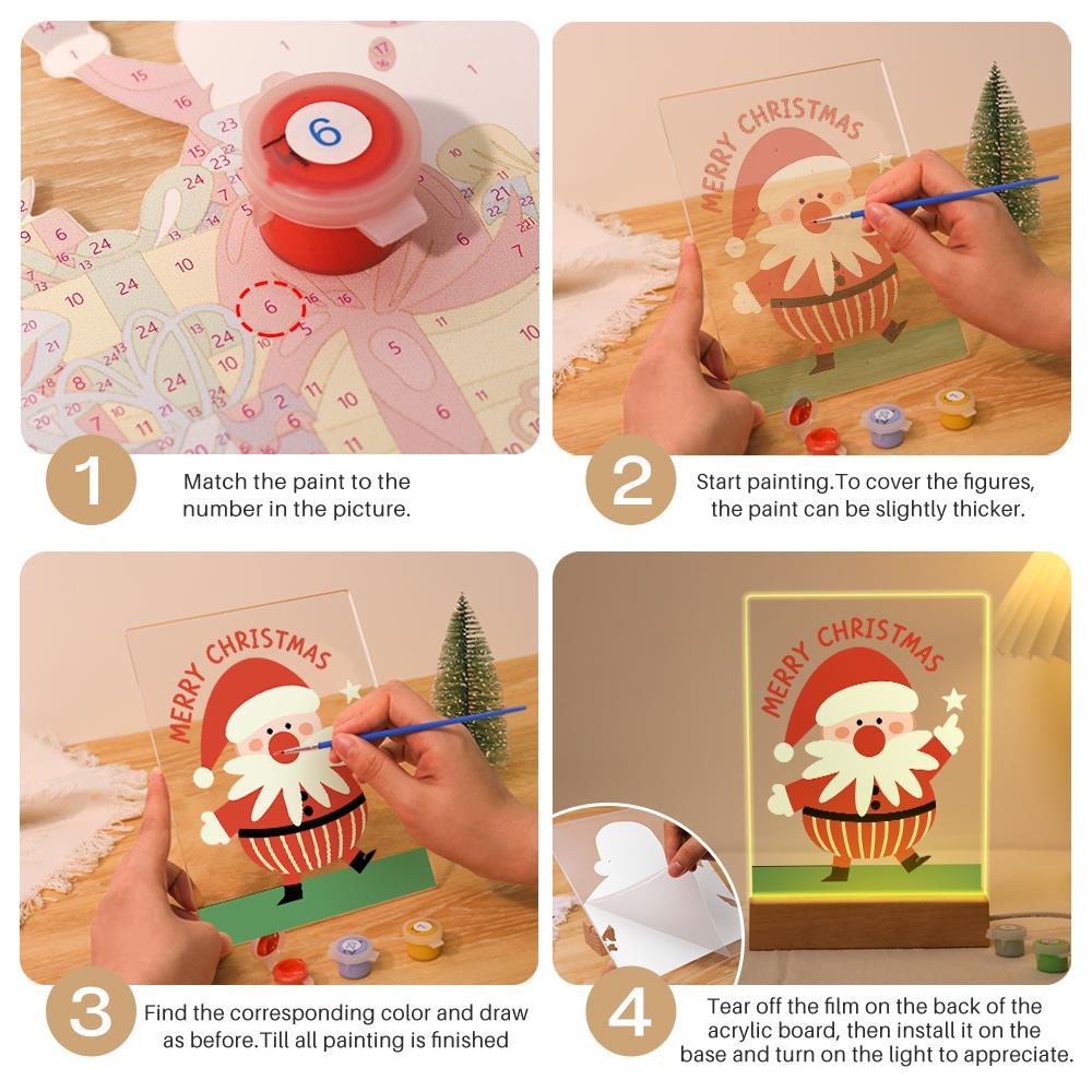 Santa Pointing to a Star paint by numbers light-up sign – image 12