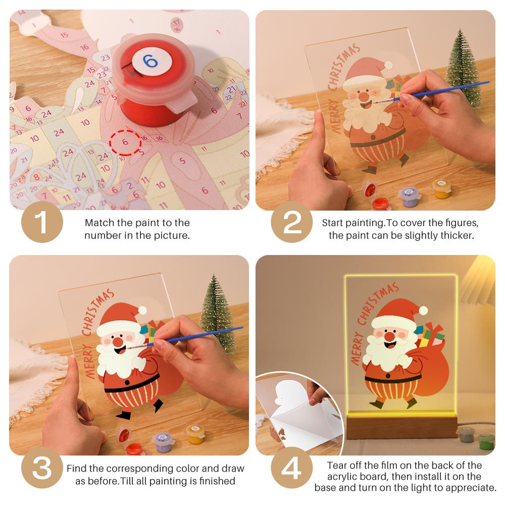 Santa Off to Deliver Gifts paint by numbers light-up sign – image 12