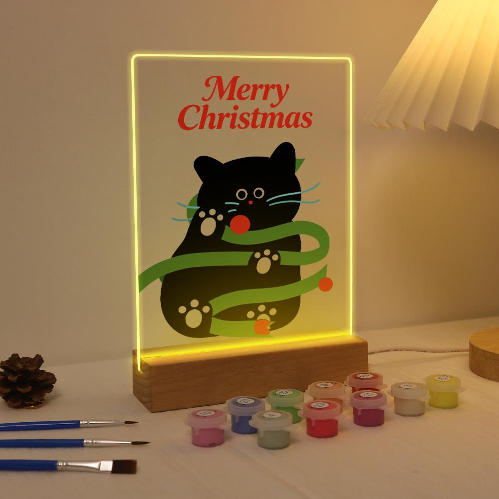 Black Cat Caught in Garland paint by numbers light-up sign – image 4