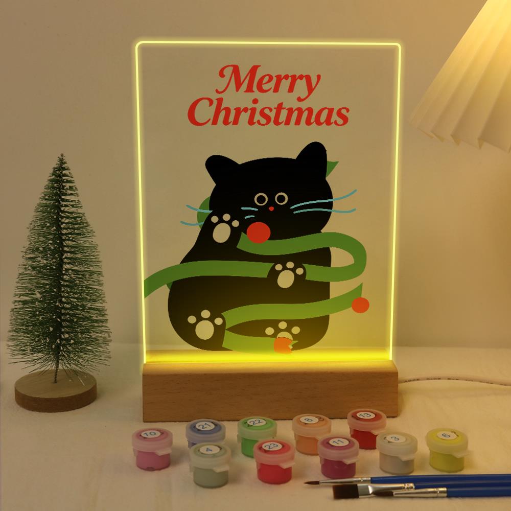 Black Cat Caught in Garland paint by numbers light-up sign – image 5