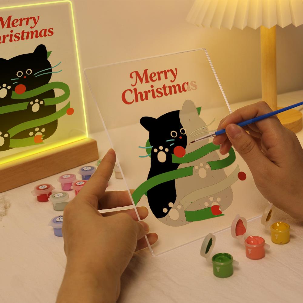 Black Cat Caught in Garland paint by numbers light-up sign – image 9